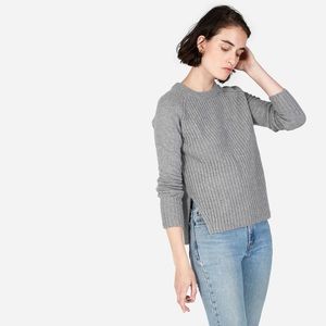 Everlane The Ribbed Wool-Cashmere Grey Crew